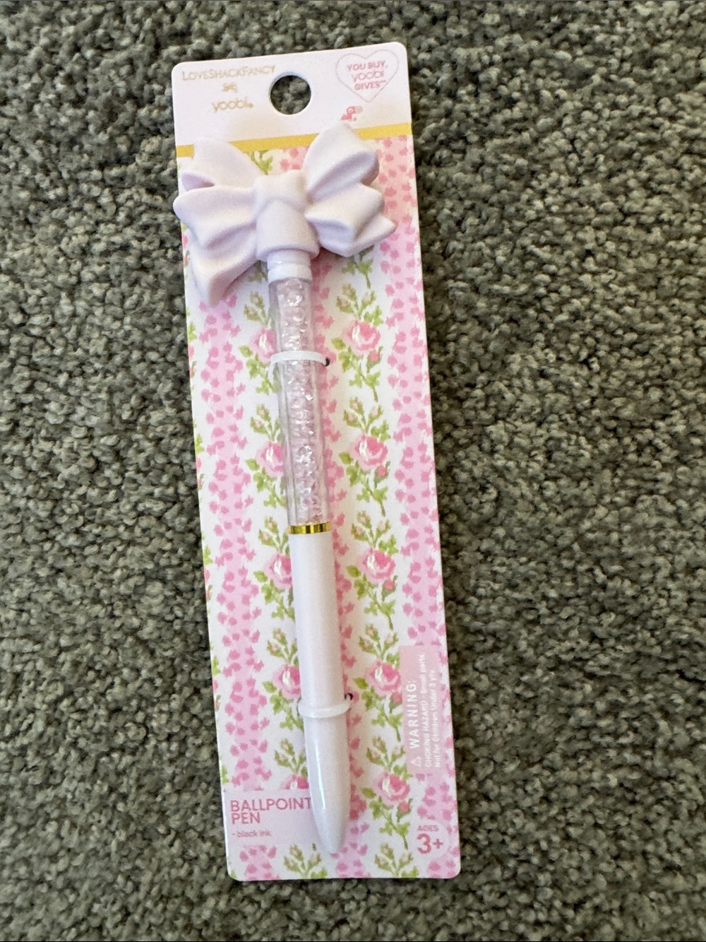 LoveShackFancy Pink and White Bow Ballpoint Pen
